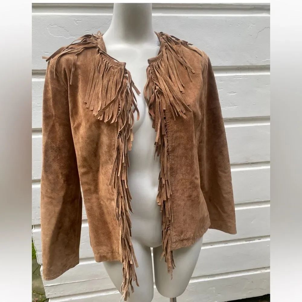 Boho Fringe 100% Live a Little Suede Fringe Jacket size medium